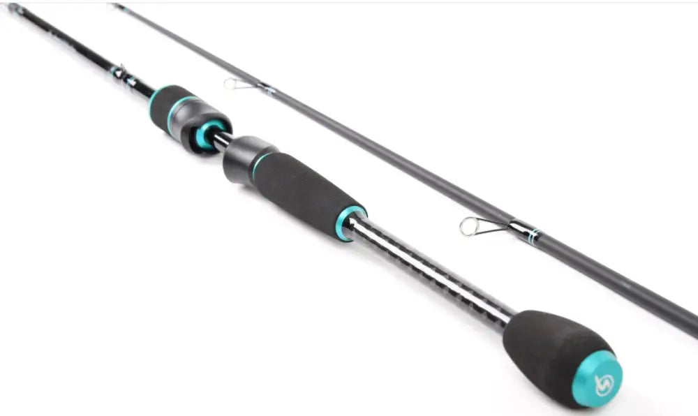 Aapo-ahvenvapa kalastajan kanava 6.8’’ 5-15g fast musta ja teal hiilikuitukalastusväline teksturoiduilla kahvoilla