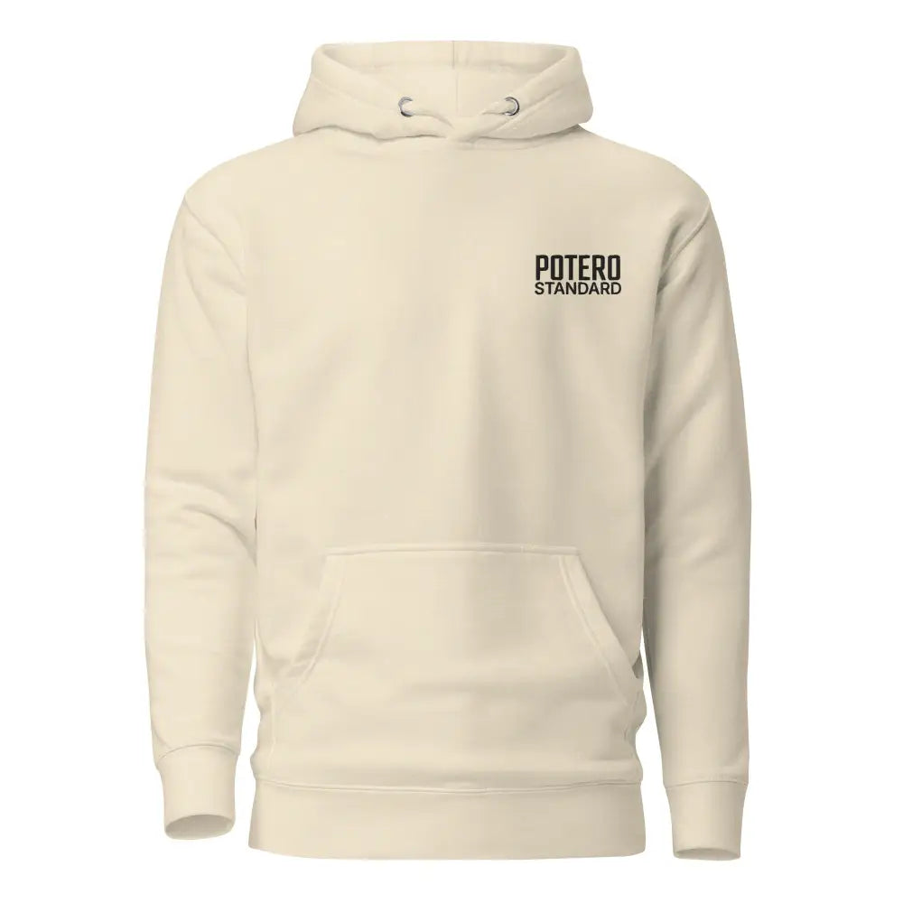 Cream-värinen puuvillainen arctic sparta huppari mustalla potero standard logolla rinnassa