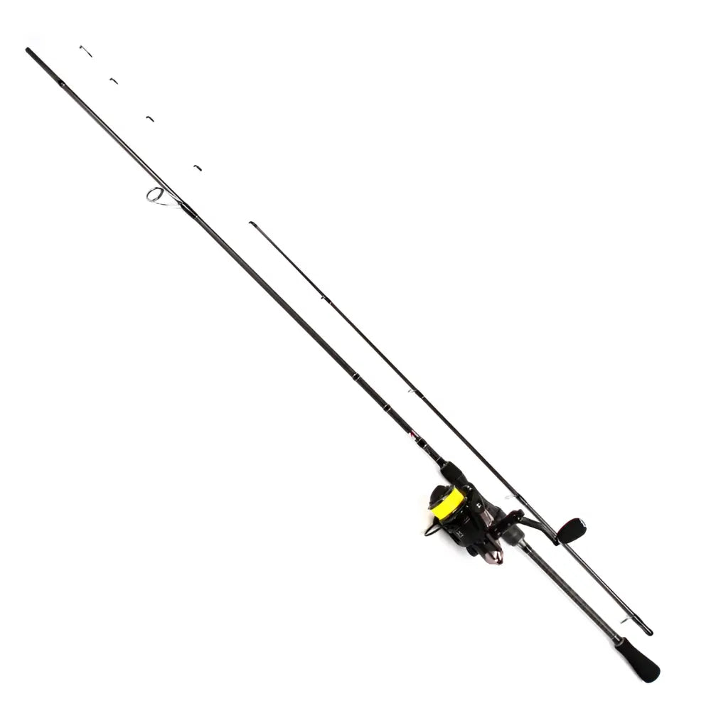Blacksox 752m avokelasetti kuitusiimalla 230cm 5-18g 0.18mm x8 musta vapapsetti keltainen kelalla ja segmentoiduilla osilla