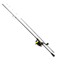Blacksox 752m avokelasetti kuitusiimalla 230cm 5-18g 0.18mm x8 musta vapapsetti keltainen kelalla ja segmentoiduilla osilla