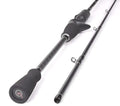 Black carbon fiber casting fishing rod blacksox bsx 602m from wildpoint outdoors with black rubber grip and silver accents