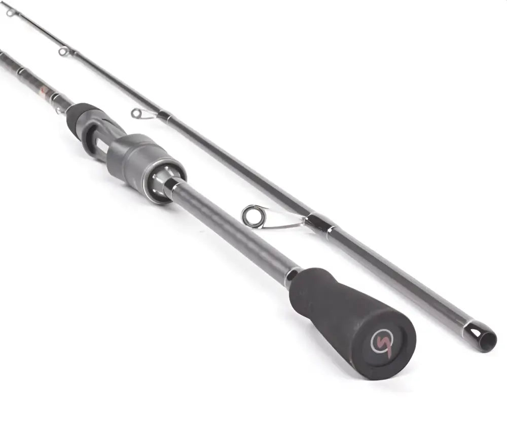 Blacksox bsx 602m spin avokelavapa hopea ja musta kalastusvapa teksturoidulla kahvalla ja wildpoint outdoors logolla