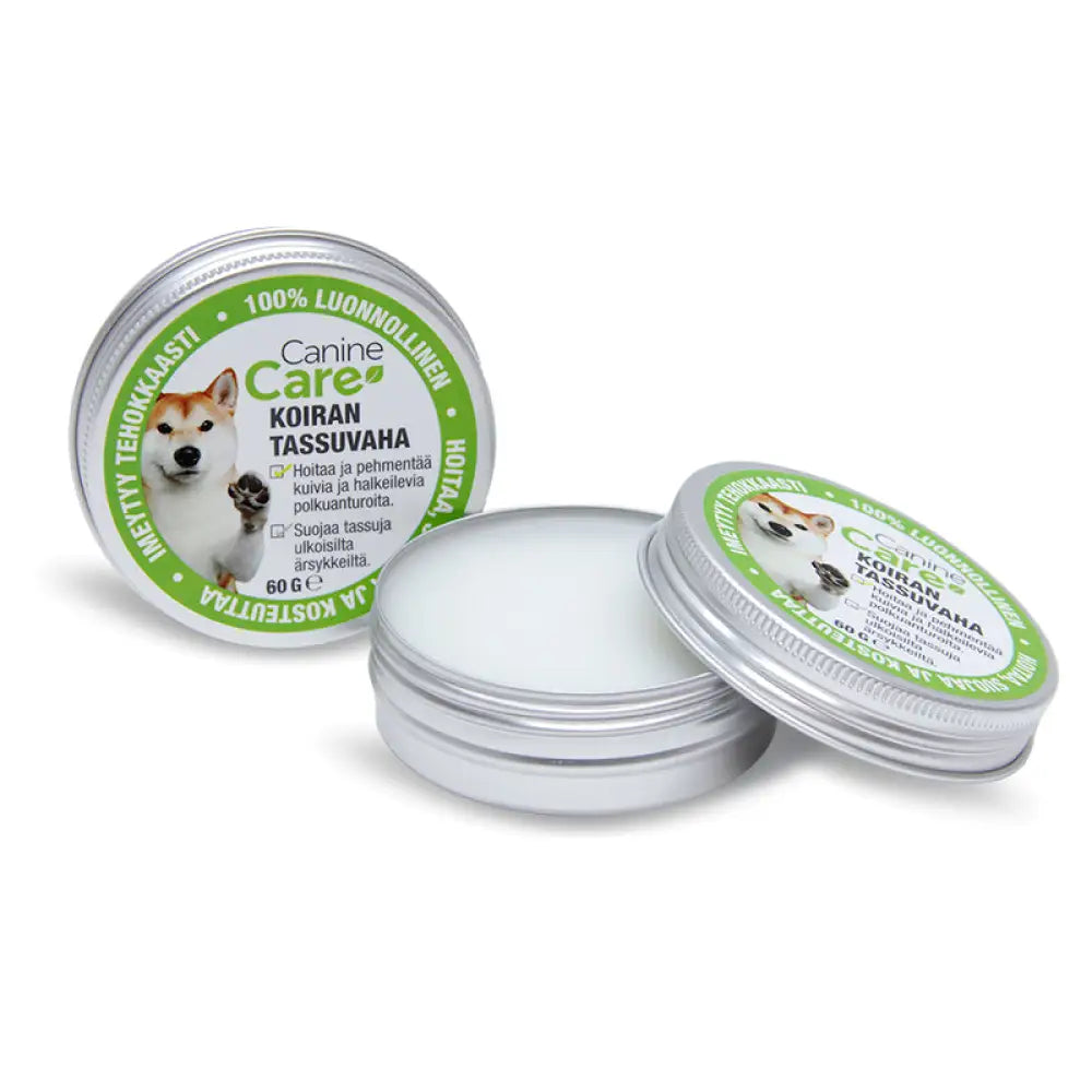 Hopeapurkki koirille tassuvoide 60g luonnollinen koostumus shiba inu kuvalla vihreä valkoinen etiketti