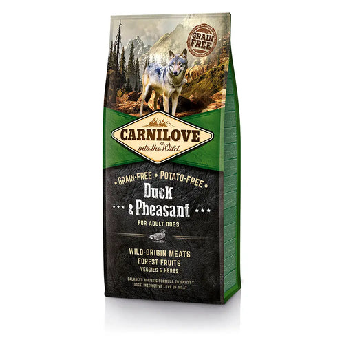 Carnilove ankka ja fasaani viljaton perunaton kuivaruoka aikuisille - 12kg - fasaania sisältävä koiran ruoka