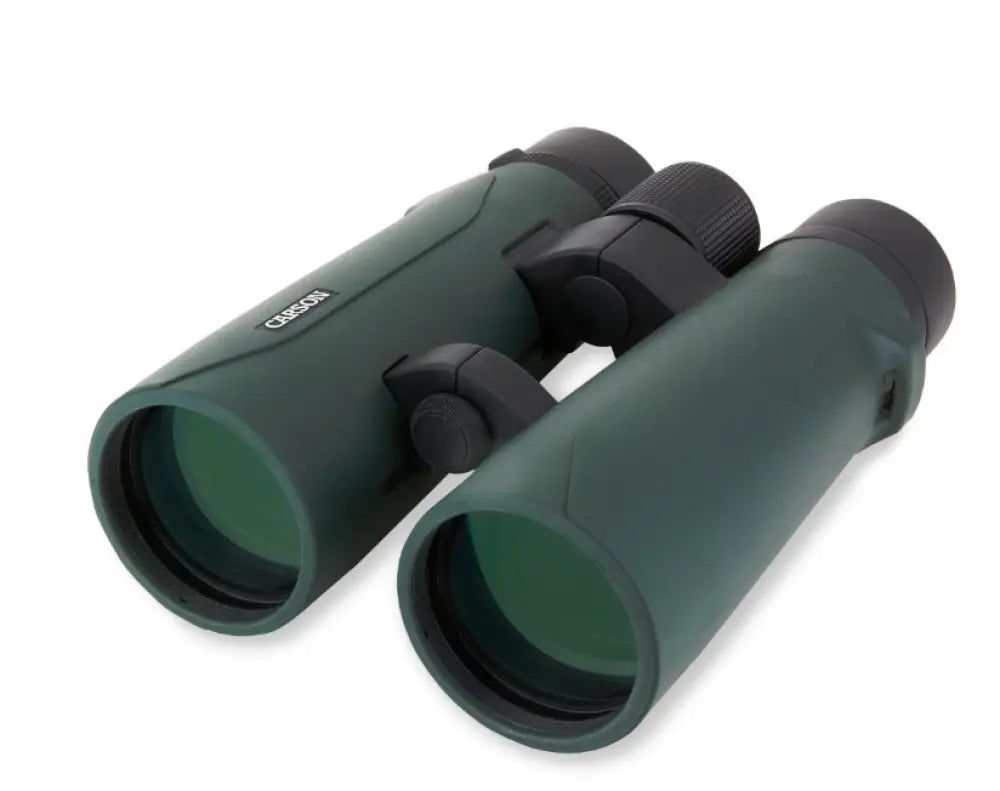 Dark green rugged 10x50mm carson rd series kiikarit with black textured focus and diopter adjustment knobs