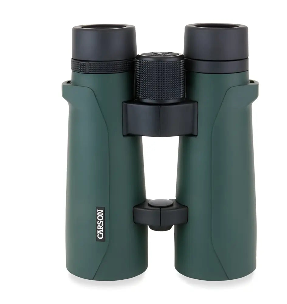Dark green carson 10x50mm rd series kiikarit with black textured accents and central focus wheel for outdoor use