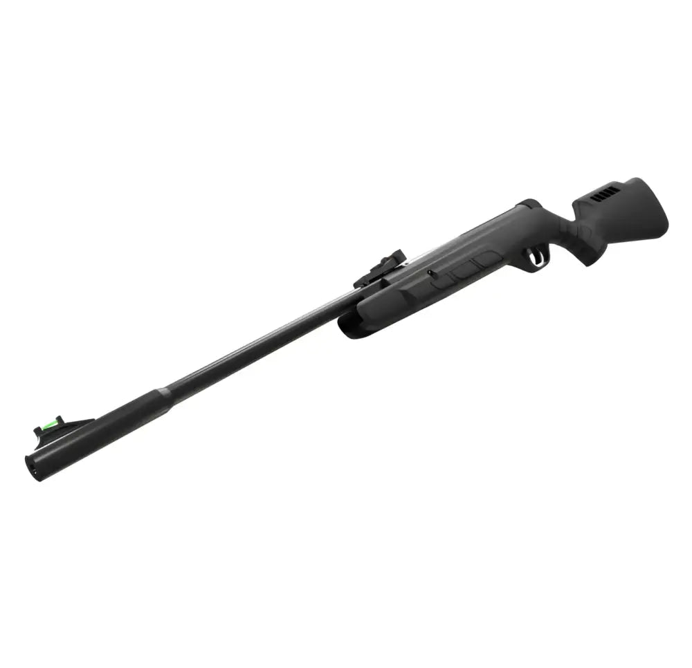 Crosman Tyro 4.5mm ilmakivääri mustalla rungolla, teksturoidulla kahvalla ja vihreällä takatähtäimellä
