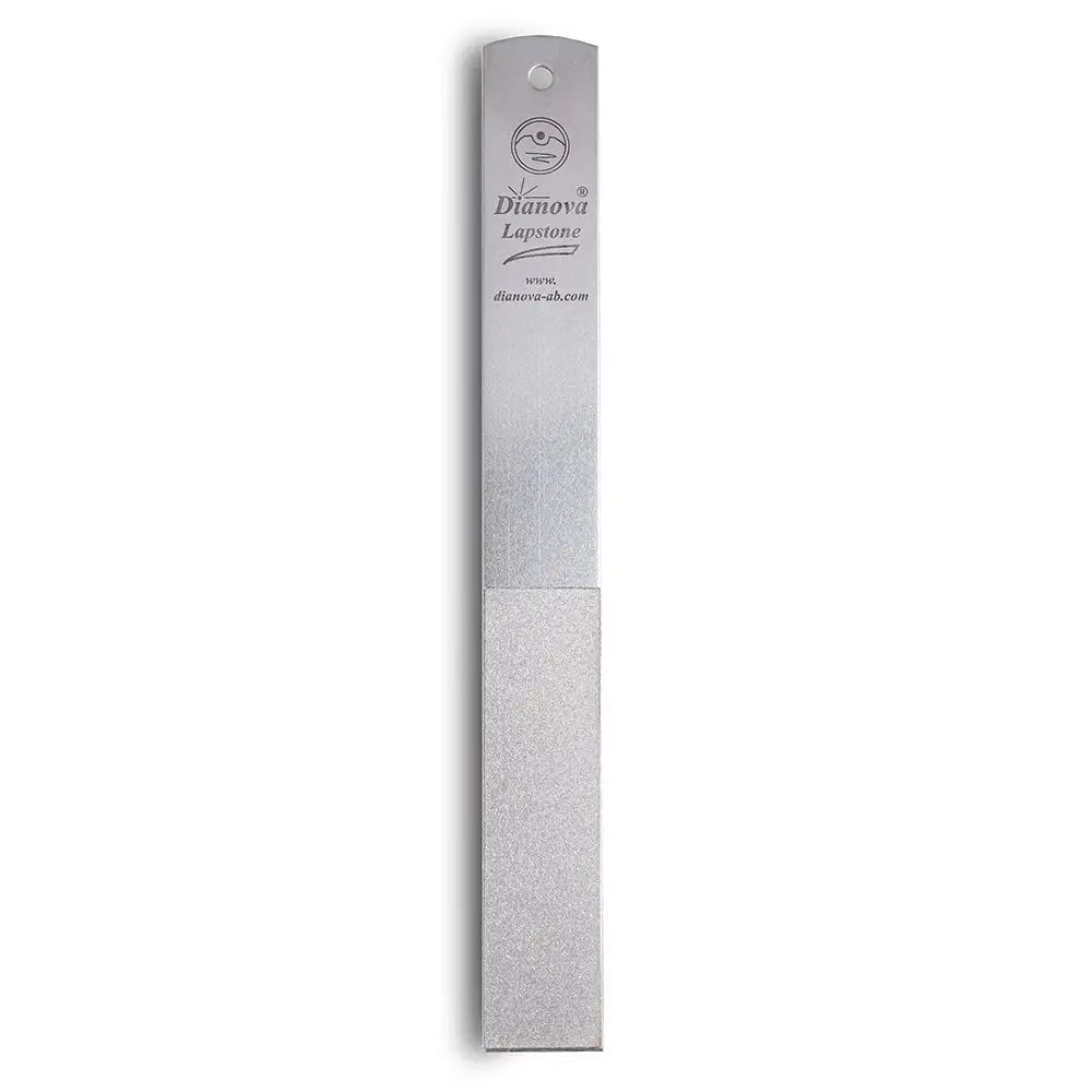 Silver dianova lapstone diamond sharpener double sided with textured abrasive surface and engraved branding