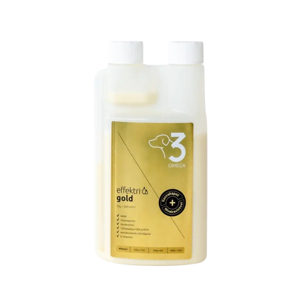 Effektri gold dog - omega-3 + nivelravinteet - 500ml - omega-3 ja nivelravinteet koirille retkeilyvarusteet