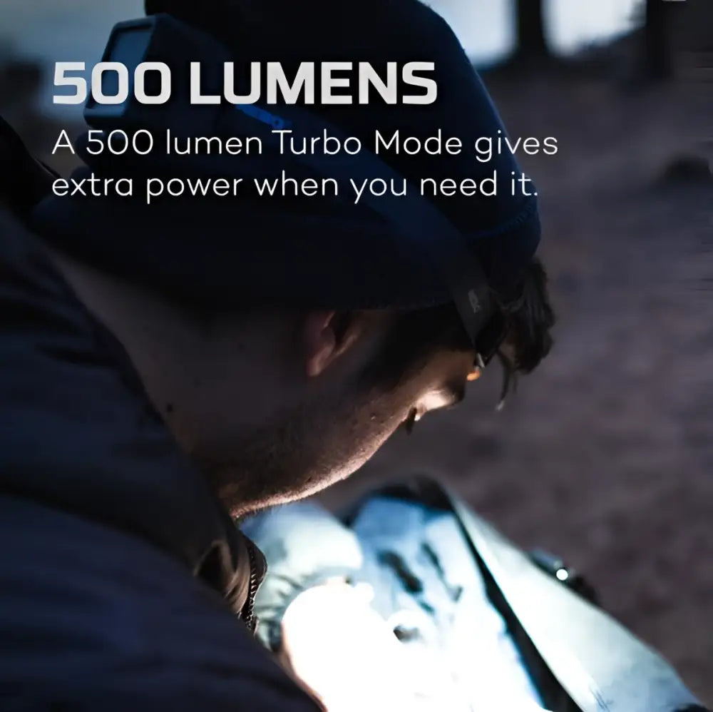 Mustavalaisin Einstein 500, jossa 500 lumenin turbo-tila kirkasta valaistusta varten