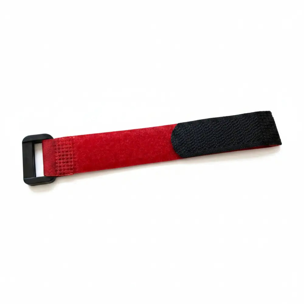 Eräjorma® tarranauhakiinnike 12cm punainen ja musta velcro-nauha mustalla muovisoljella