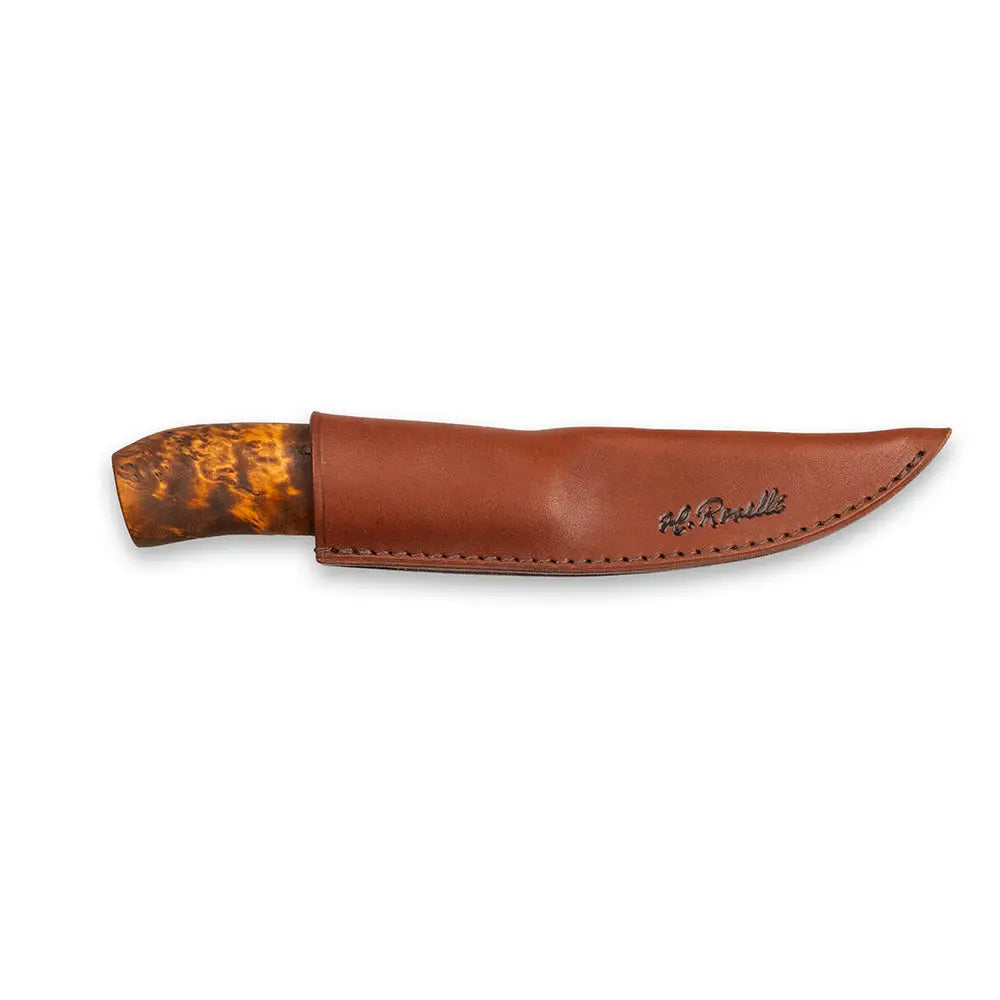 Fish fork with brown leather sheath and tortoiseshell-patterned handle featuring h branding