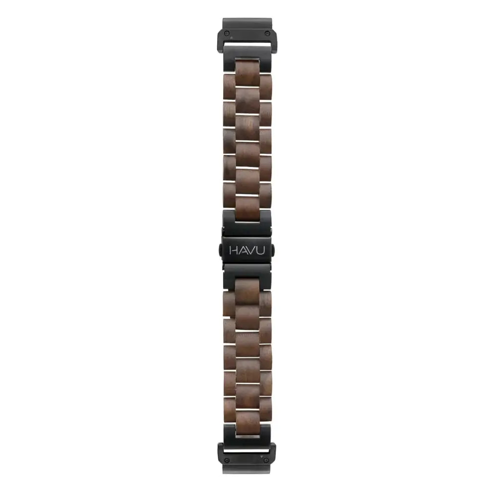 Garmin quickfit puinen ranneke pähkinäpuusta modernilla designilla mustan ja ruskean sävyissä