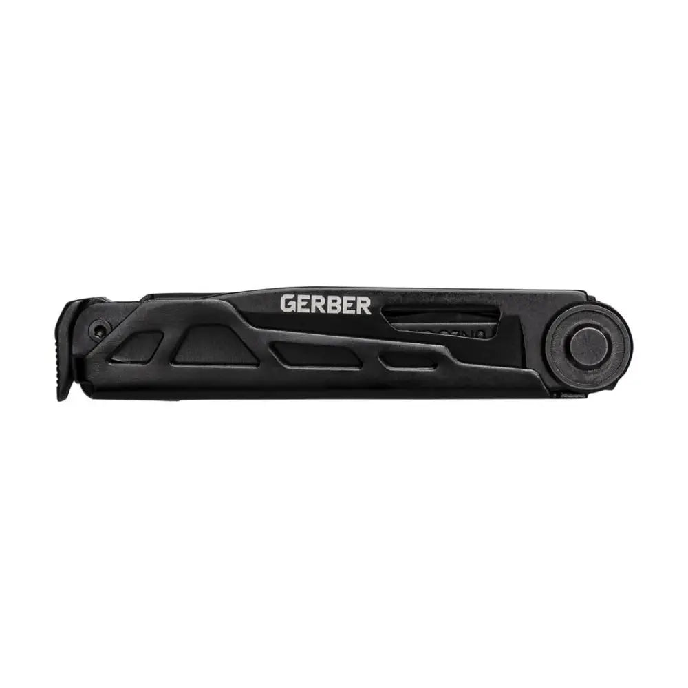 Black Gerber Armbar Scout multi-tool with textured grip and integrated tools in green 16L design