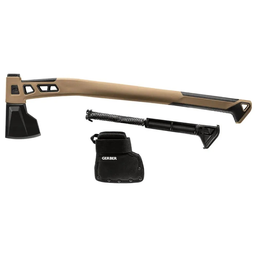 Tan ja musta gerber bushcraft-taktiikka-aksi teksturoidulla ergonomisella kahvalla turvalliseen käyttöön