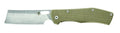 Gerber flatiron folding cleaver g10 olive green textured handle with silver rivets and matte stainless steel blade