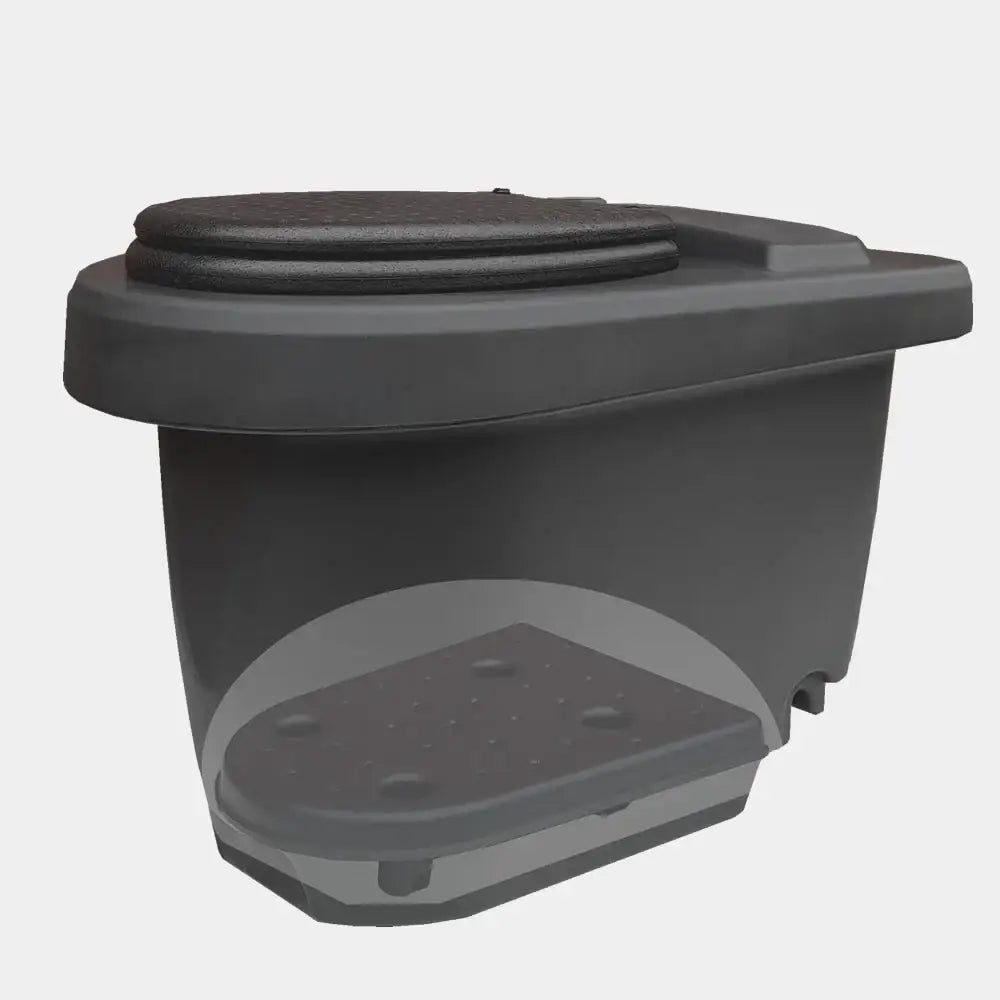 Tummanharmaa muovinen portaallinen jakkara teksturoidulla askelmaosalla ja kannella green toilet 100 easy kompostikäymälään