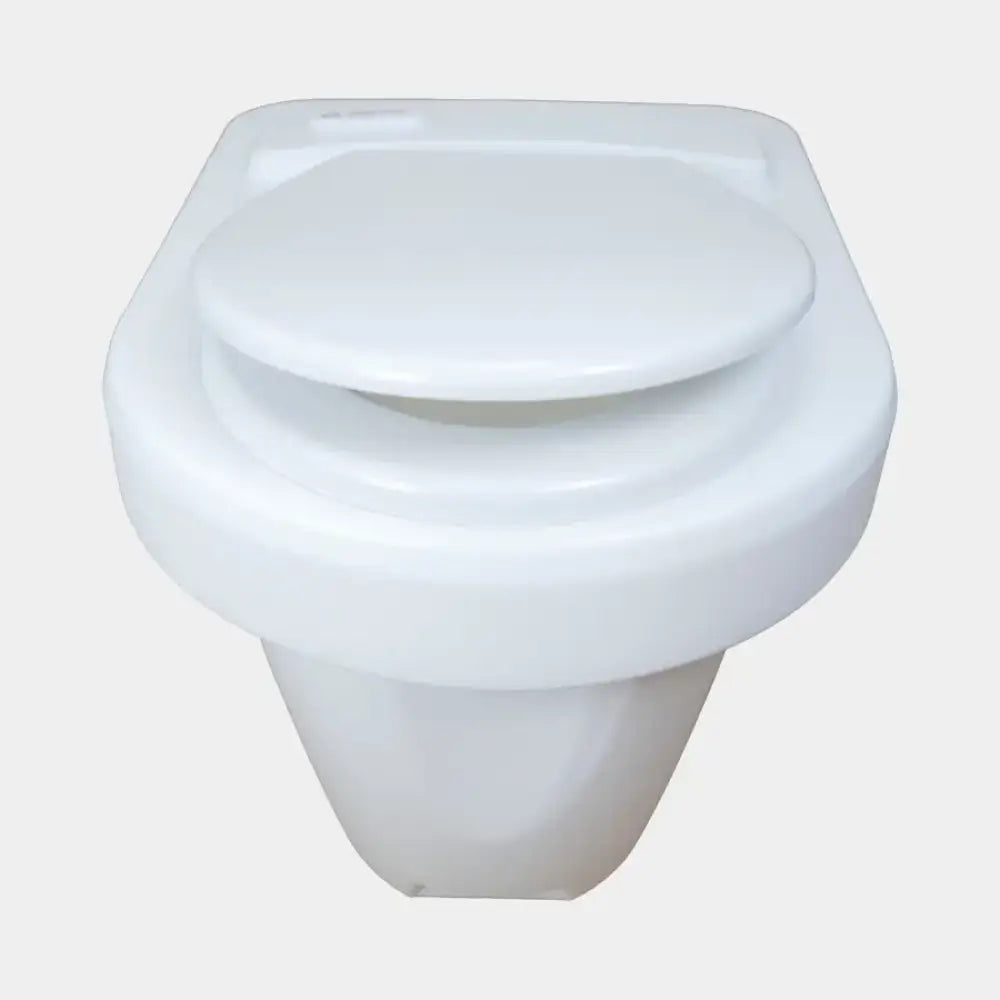 Valkoinen keraaminen seinään asennettava wc-istuin vihreä toilet 100 easy kompostikäymälä pyöreillä reunoilla