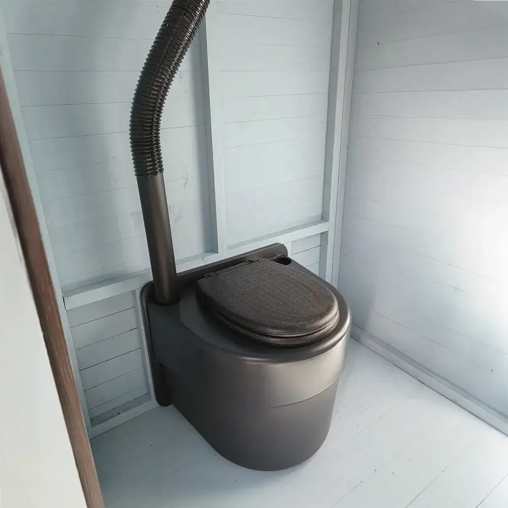 Tummanharmaa green toilet light erotteleva käymälä kompakti kannella ja joustavalla tuuletusputkella