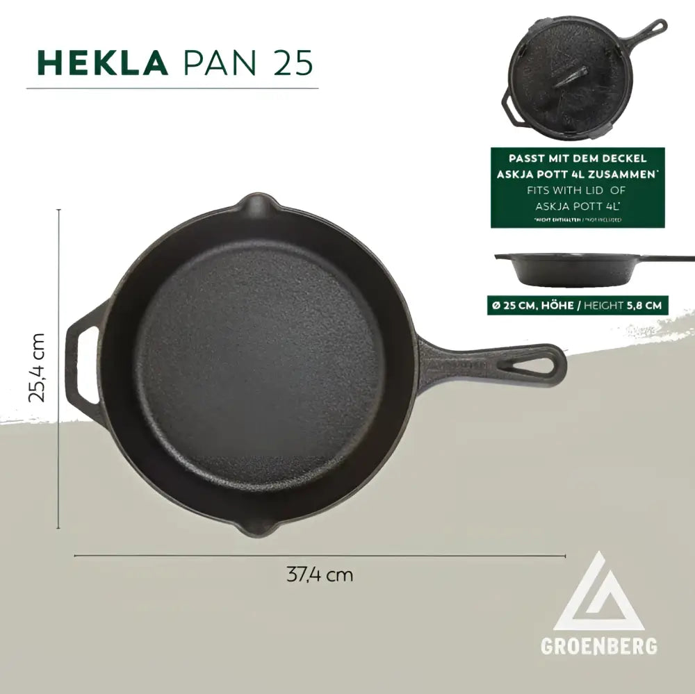 Groenberg hekla valurautapannu 25 cm / 2l - wildpoint retkeilyvarusteet verkkokaupasta 26,90 €