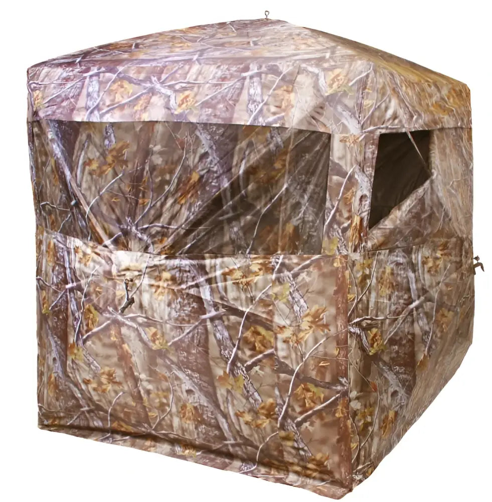 H&a hunter 4 kyttäysteltta 180x180x205cm camo-kuvioitu metsästysteltta läpinäkyvin verkkopaneelein