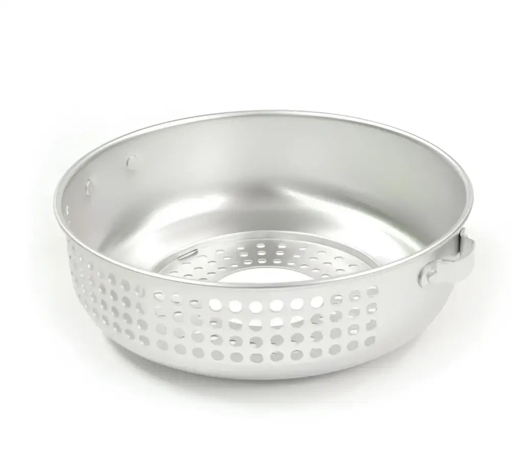 Hopea perforoitu metallinen höyrytyskori kahvalla haghus retkikeitin x25 spri -tuotteessa
