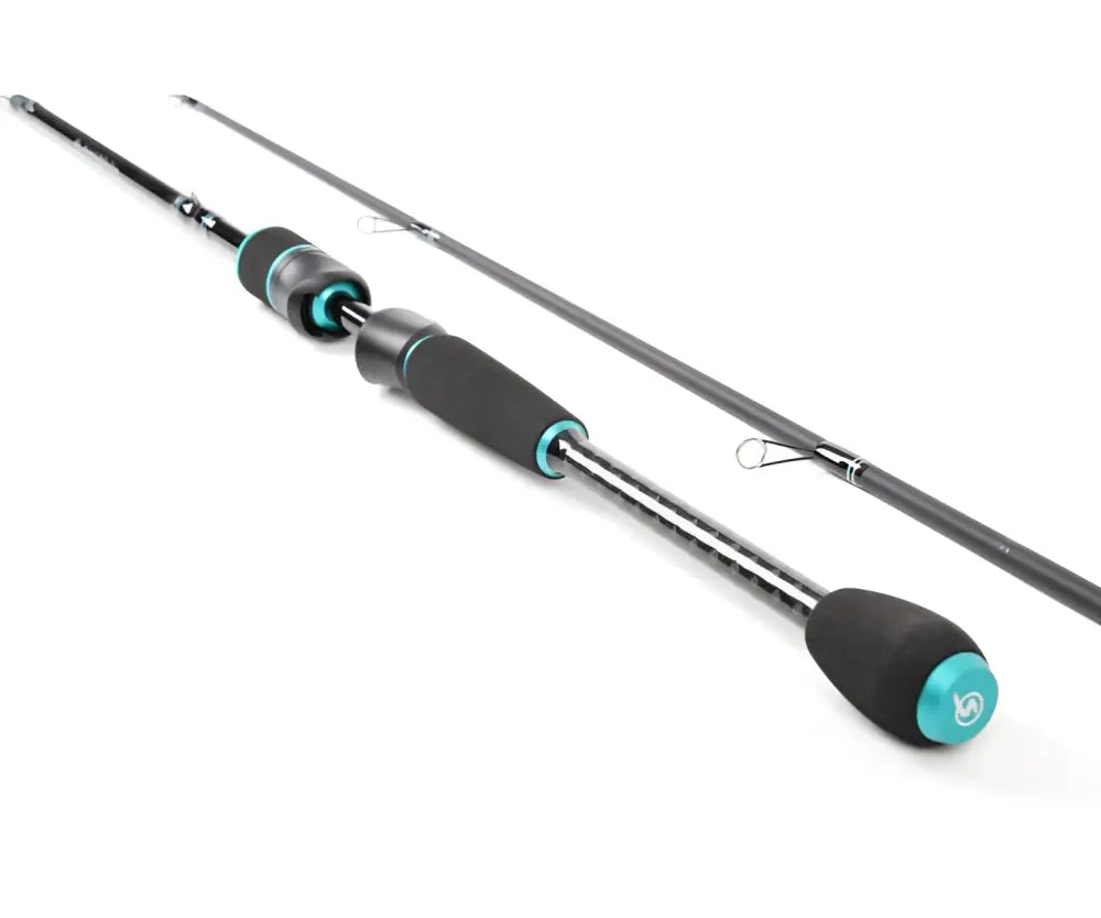 Aapo ahven 207cm avokelasarja musta ja teal värinen 24t hiilikuitu varrella ergonomisilla kahvoilla ahvenen jigaukseen