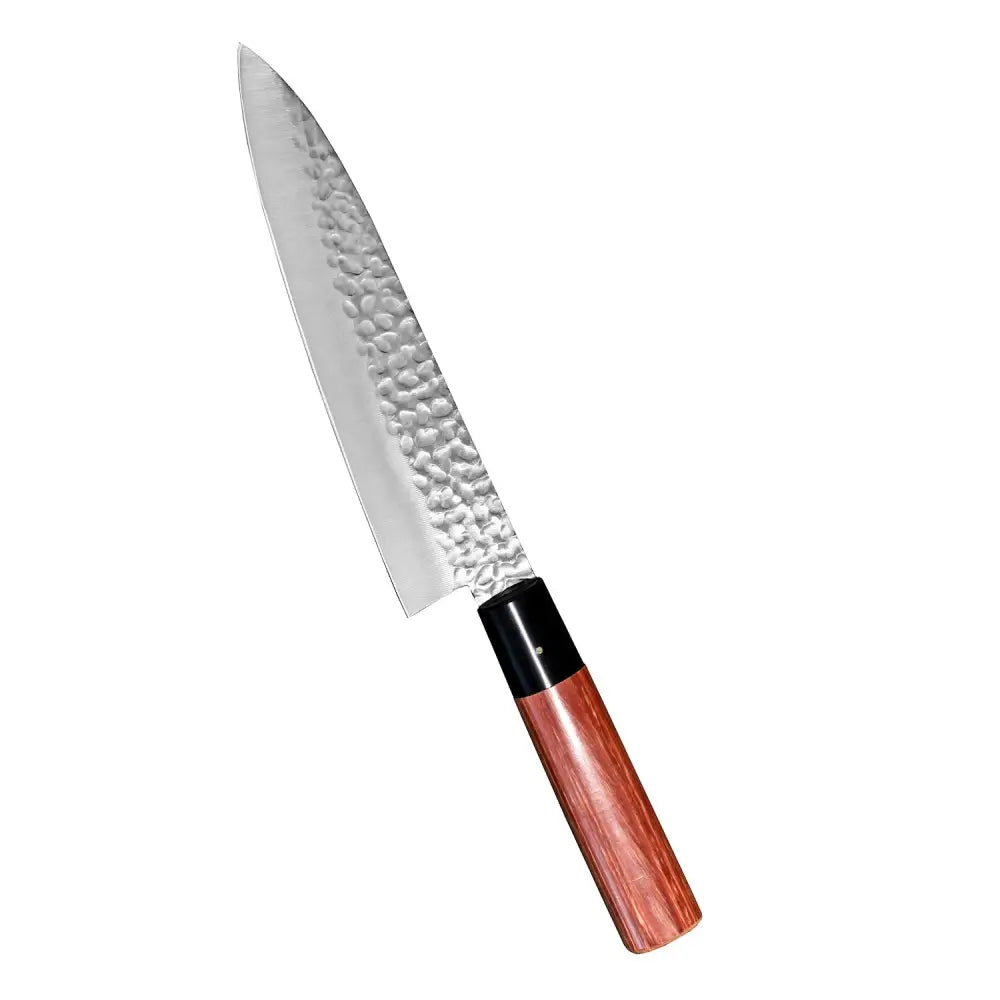 Kanetsune seki kc-950 kokkiveitsi 18 cm japanilaistyylinen veitsi vasaroidulla ruostumattomalla terällä ja punaruskealla kahvalla