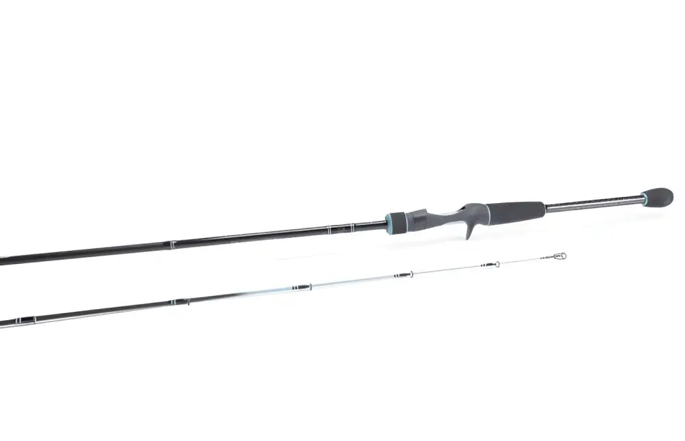 Black and silver körmy-hyrrävapa casting rod with textured grip handle by kalastajan kanava 7.0 7-21g fast action
