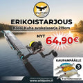 Musta ja petroolinsininen kössi-kuha avokelasarja 219cm kalastusvapa ja kela wildpoint outdoorsilta