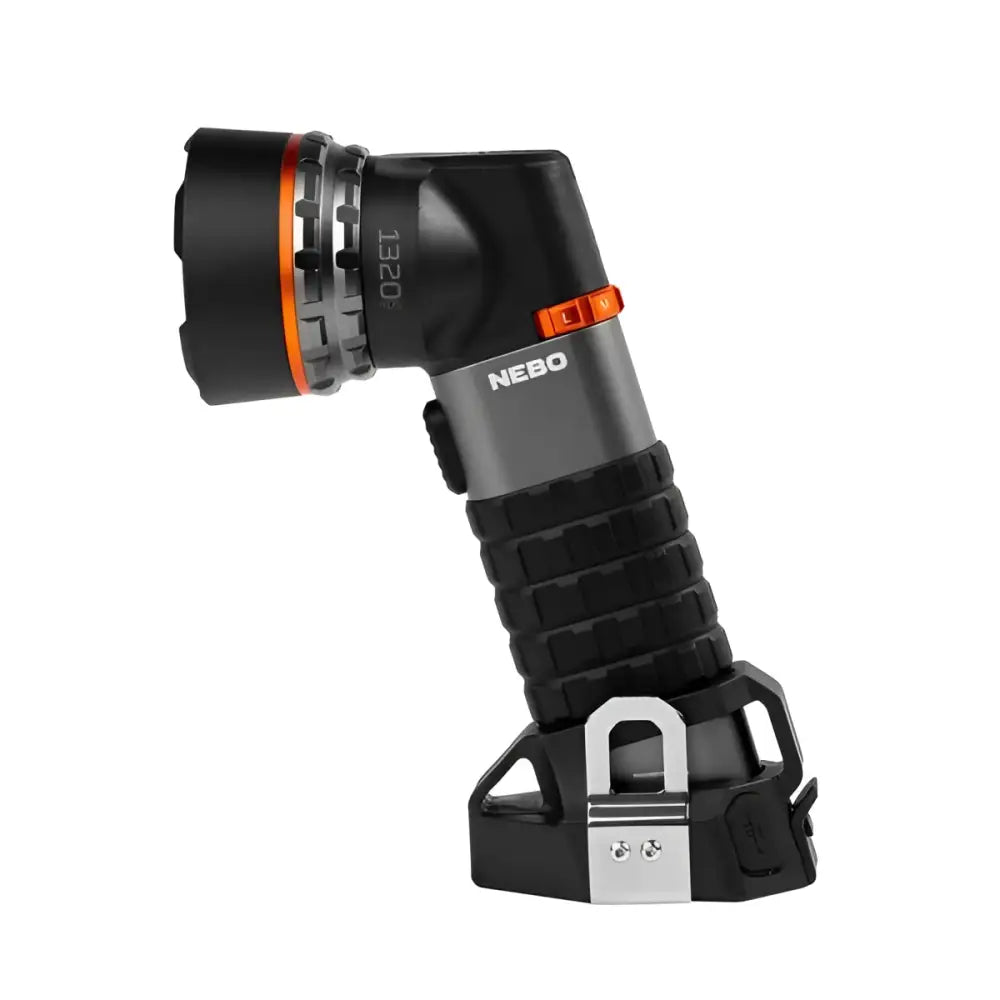 Black and orange nebo 1320 led taskulamppu luxtreme sl 75 teksturoidulla kahvalla ja säädettävällä päällä