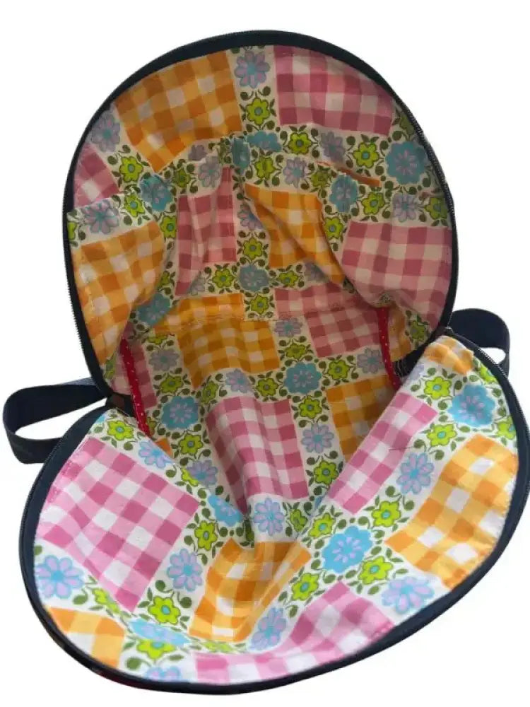 Meikkilaukku new spring värikkäällä kukka- ja ruutukuvioidulla patchwork-piknikviltilä pinkin, oranssin, sinisen ja vihreän sävyissä