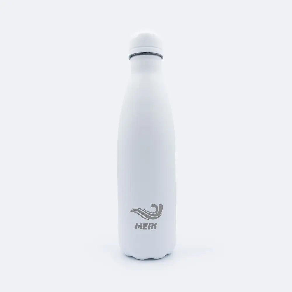 Valkoinen ruostumattomasta teräksestä valmistettu meribottles white 500 ml vesipullo minimalistisella meri-logolla