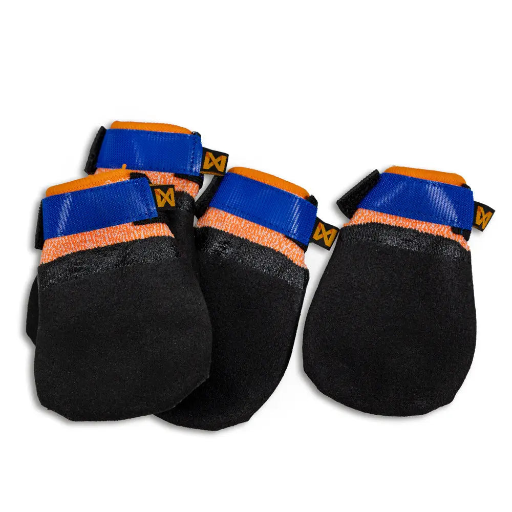 Non-stop protector bootie koiran tossut neljän kappaleen pakkaus mustat sinisin ja oranssein yksityiskohdin velcro-nauhalla