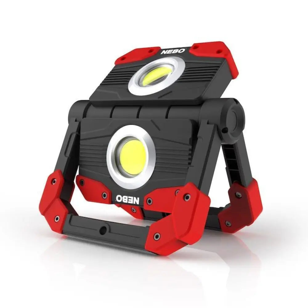 Omni 2k worklight punainen ja musta Nebo kannettava työvalaisin kahdella kirkkaalla led-polttimolla