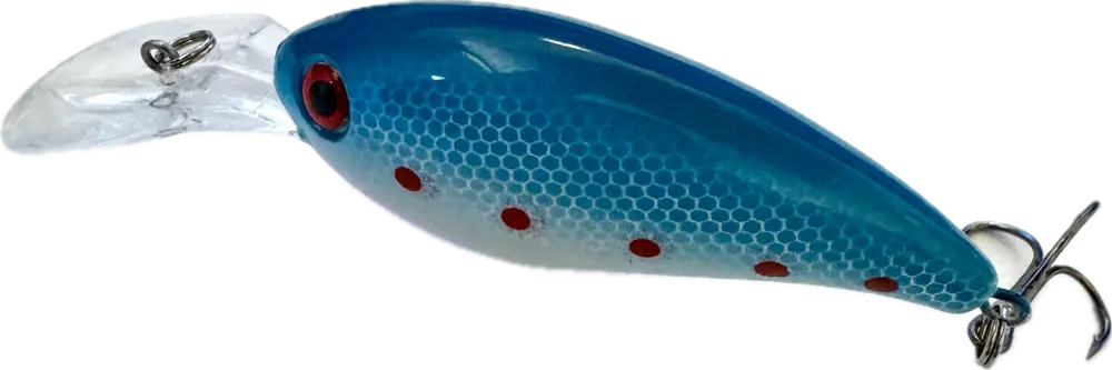 Ottipoika wobbler 7cm 14g sinivalkoinen heksagonikuvioinen kalastuspilkki punaisella silmällä ja kolmipiikkisellä koukulla
