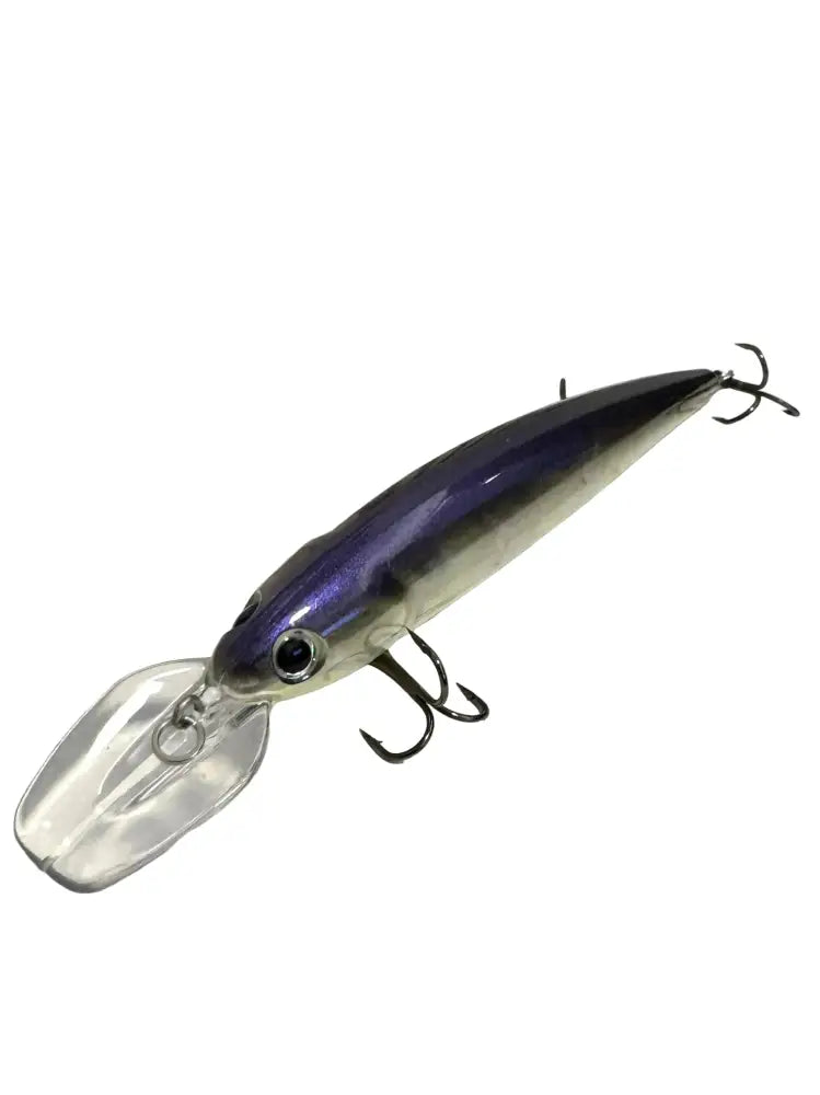 Purple ja hopeinen metallinen pilivine kuhavaappu 15cm kirkkaalla muovisella lipulla ja kolmella haarakoukulla