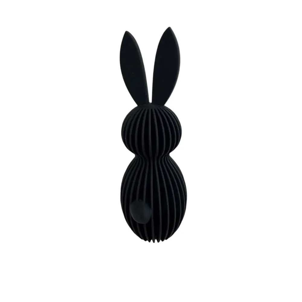 Pupu koriste musta ribbineulottu jäniksen muotoinen koriste-esine tyylikkäällä minimalistisella designilla kotiin