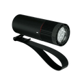 Black cylindrical pwr explorer 2000l bike light with textured grip and red accent ring multiple led bulbs