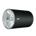 Musta sylinterimäinen pwr taskulamppu kirkkaalla linssillä ja heijastavalla sisustalla pwr flashlight lighthead 600l