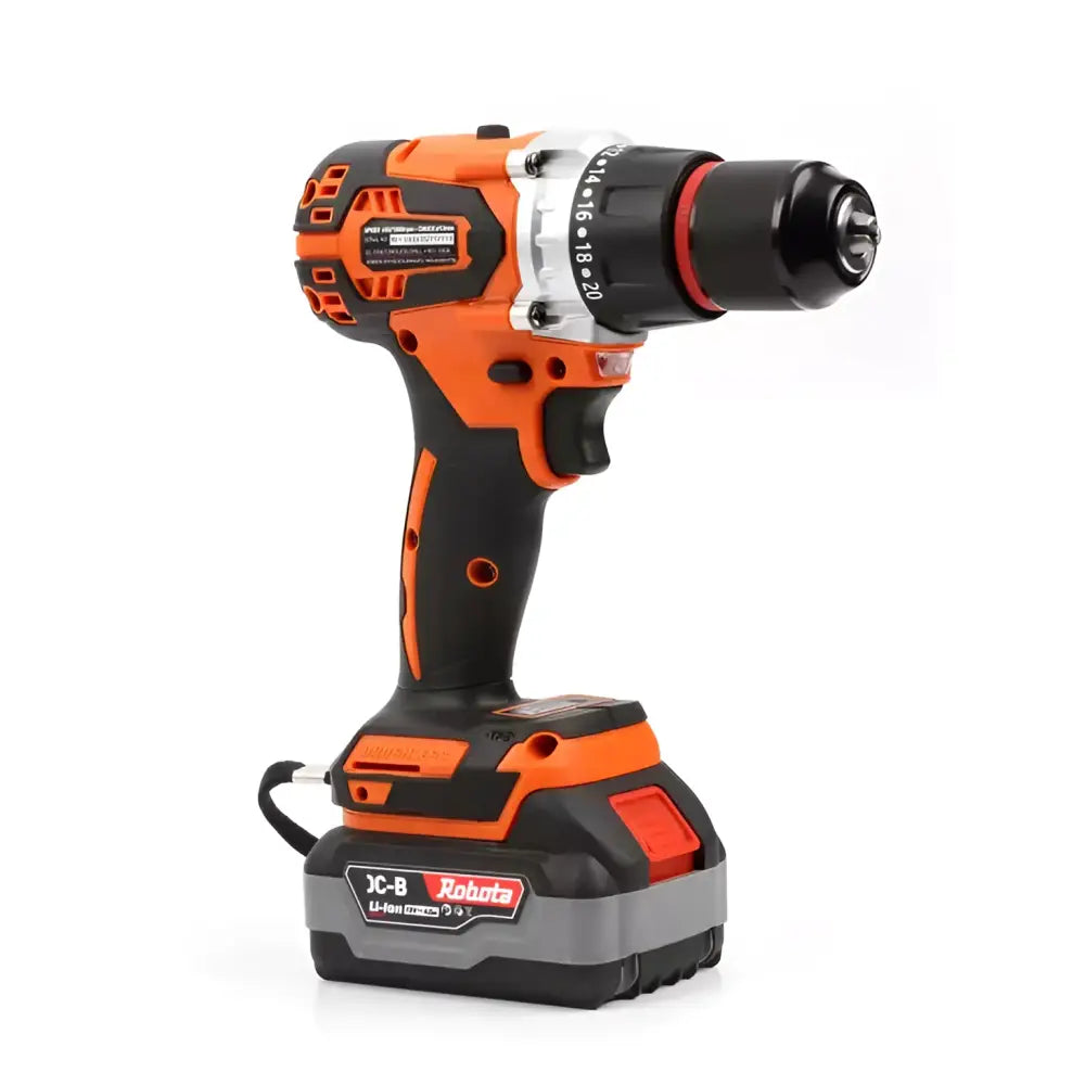 Robota akkuporakone 13mm dc-d18v runko oranssi ja musta johdoton porakone hopeisella istukalla