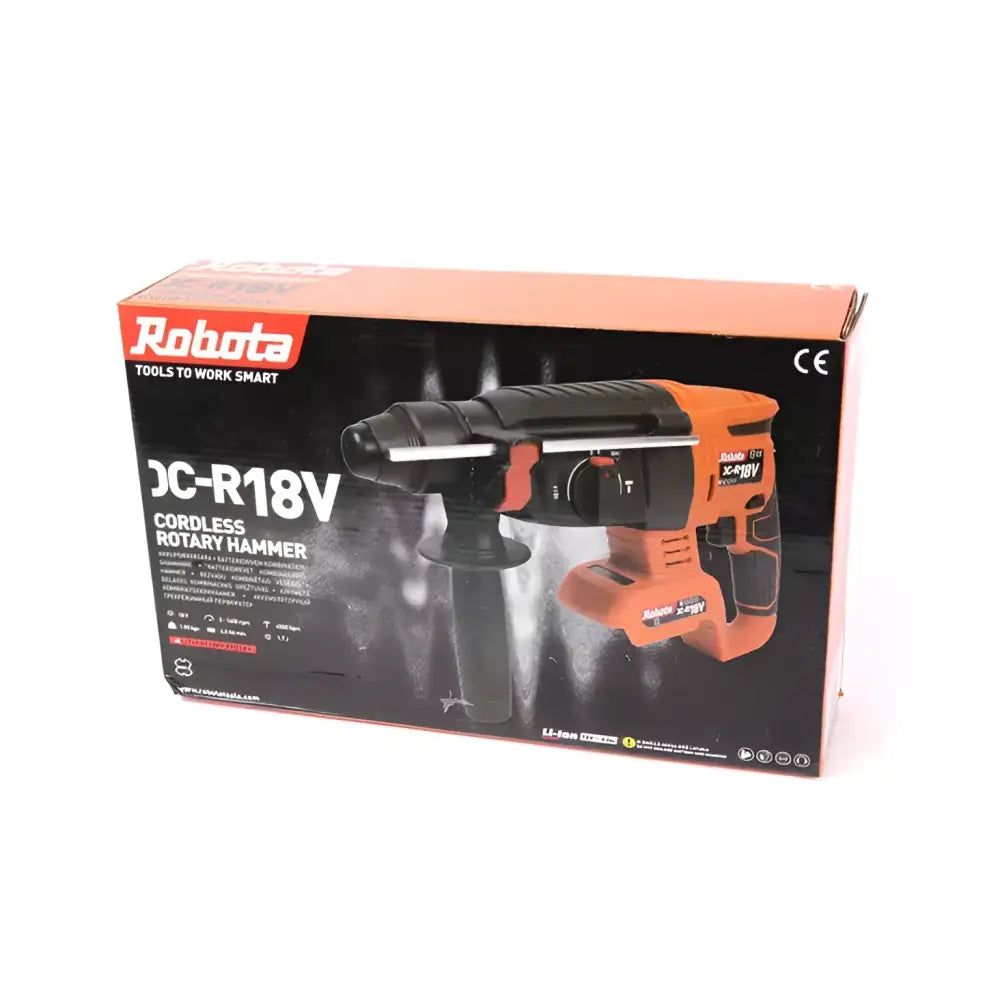 Robota akkuporavasara dc-r18v runko oranssi musta langaton poravasara vähittäispakkauksessa