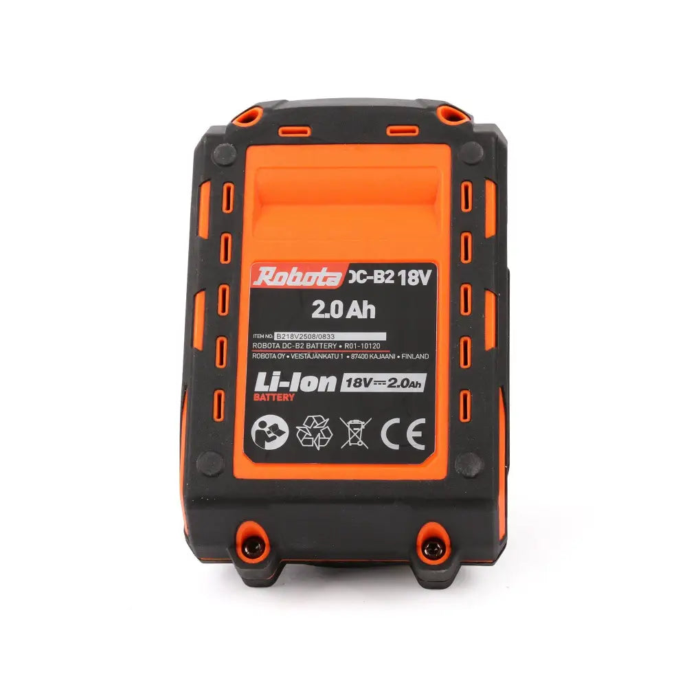 Oranssi ja musta robota dc-b2 18v li-ion akku kestävässä ja karheassa muotoilussa kaksipakkaus