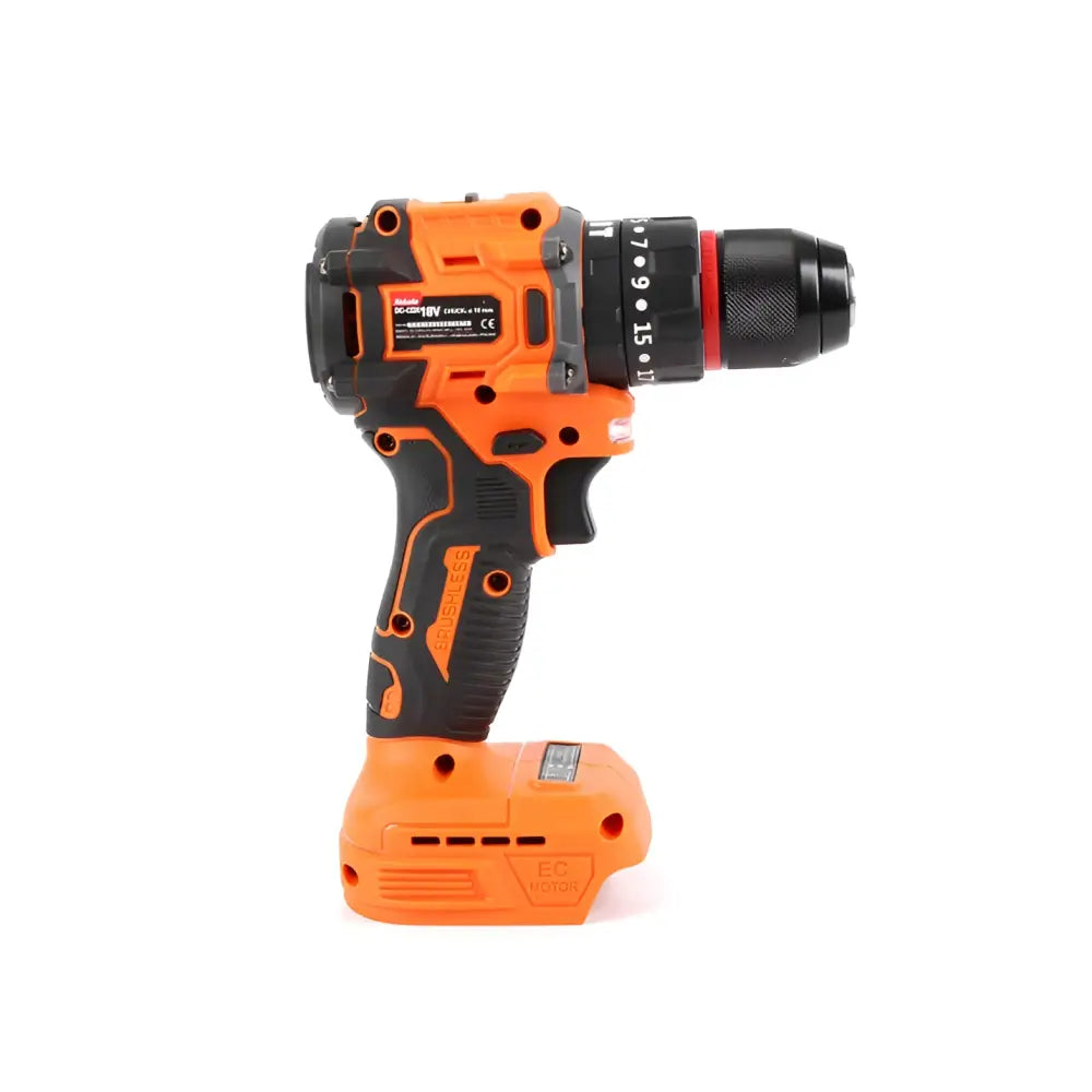Robota dc-cdx18v 10mm akkuporakone oranssi mustalla teksturoidulla kahvalla runko