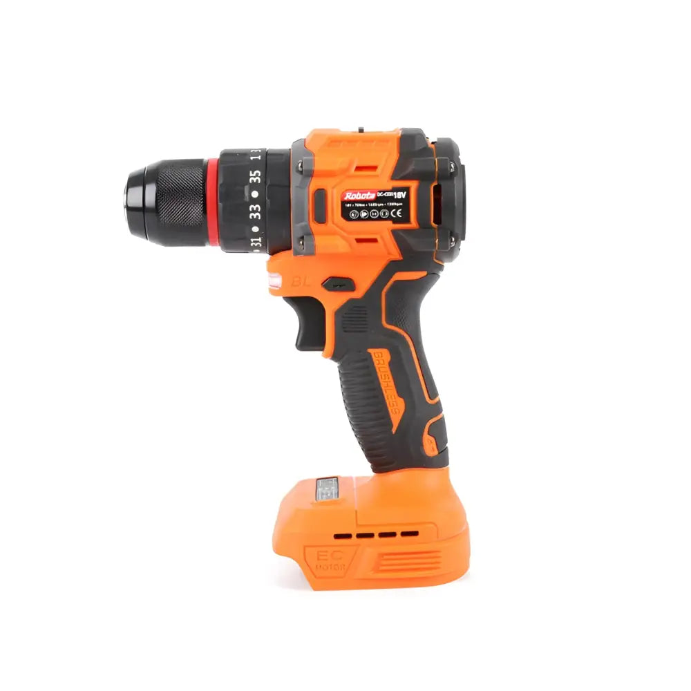 Robota dc-cdx18v akkuporakone 10mm runko oranssi ja musta langaton porakone teksturoidulla kahvalla