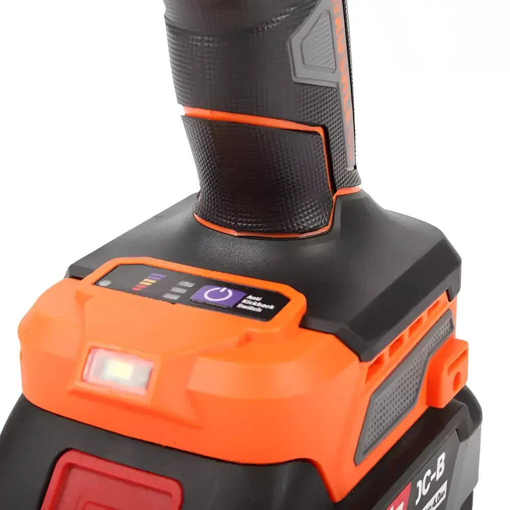 Robota dc-dt18v akkuporakone 13mm musta-oranssi johdoton porakone led-merkkivalolla ja 3c-b akkupaketilla