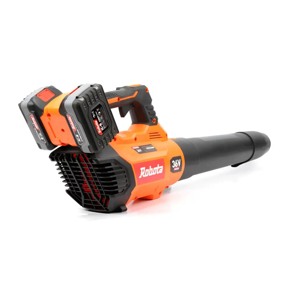 Robota dc-lb36v oranssi ja musta akkulehtipuhallin 36v teksturoidulla kahvalla ilman akkua