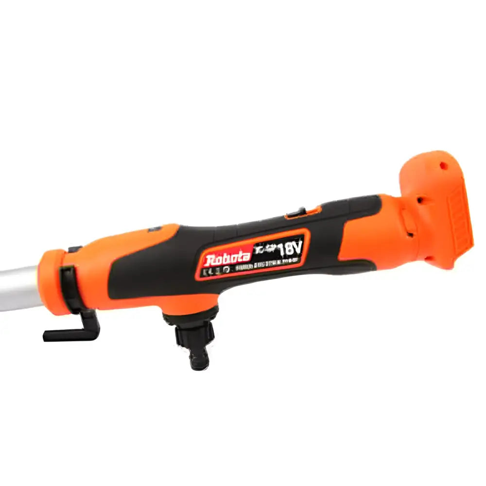 Oranssi ja musta robota 18v kädessä pidettävä sähkötrimmeri ergonomisella kahvalla robota dc-sp18v akkusauvapumppuun