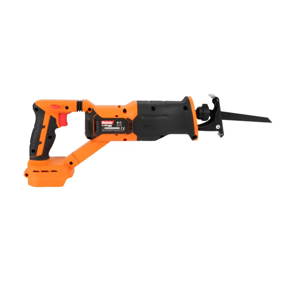 Oranssi ja musta robota dc-srs18v akkupuukkosaha serratulla terällä ja johdottomana runkona