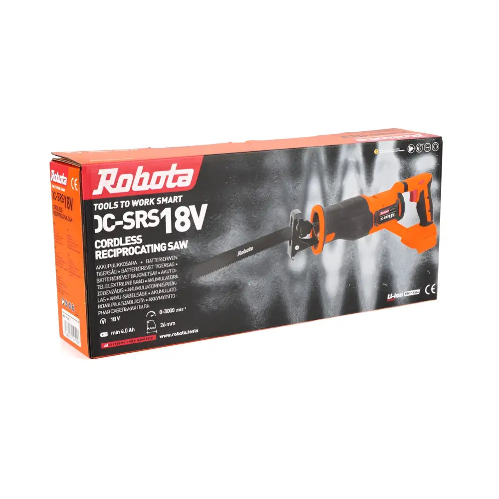 Robota dc-srs18v akkupuukkosaha oranssi musta langaton pakkauksessa ammattilaiskäyttöön